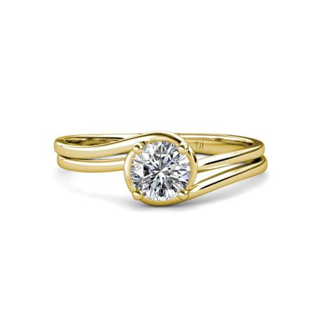 Diamond Bypass Womens Solitaire Engagement Ring 063 Ct 14k Yellow Gold