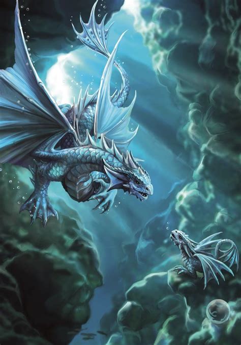 Water Dragon Greetings Card By Anne Stokes