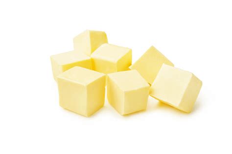 Pieces Of Butter Isolated On White Background Butter Cubes Stock Photo