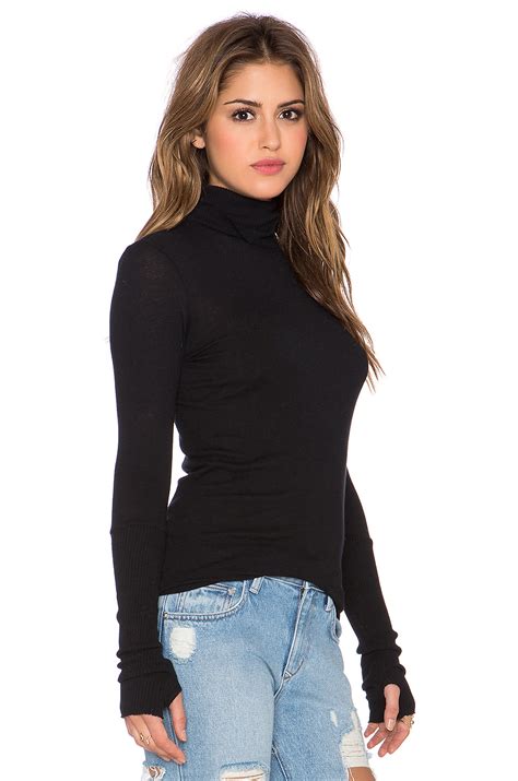 Lyst Enza Costa Cashmere Long Sleeve Fitted Turtleneck In Black