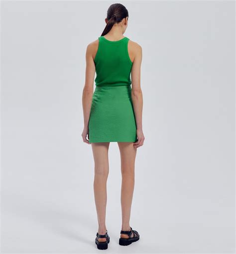 short slit skirt green