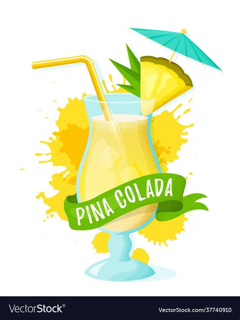Pina Colada Isolated On White Background Vector Image