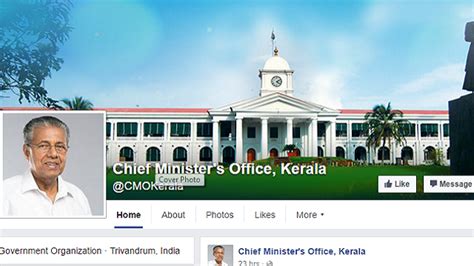Kerala Cm Pinarayi Vijayan Goes The Smart Way Launches Fb Page To