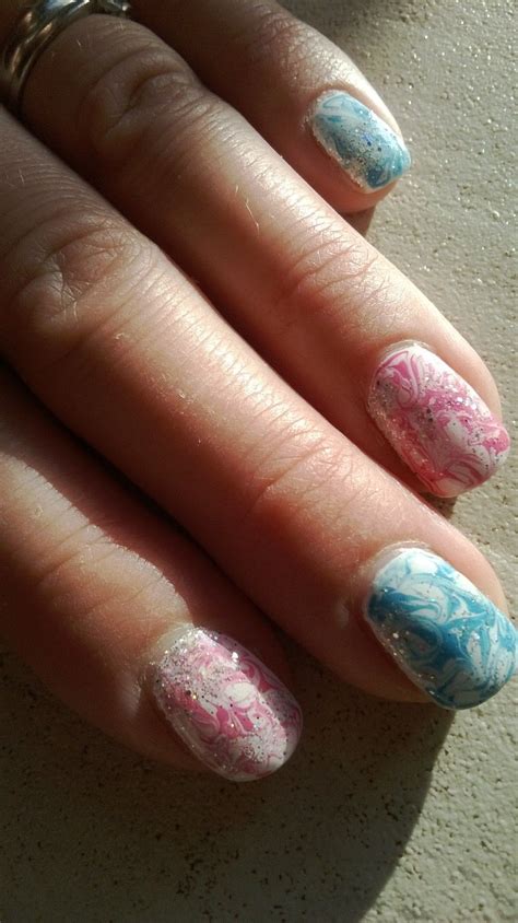 Blue And Pink Marble Shellac Pink Marble Nails Shellac