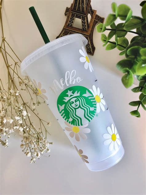 Custom Daisy Starbucks Reusable Cold Cup Floral Flowers Etsy