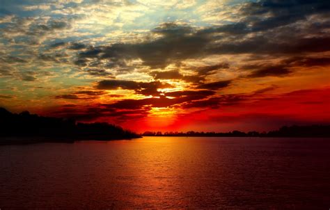 Wallpaper Sea The Sky Clouds Landscape Sunset River River Sky