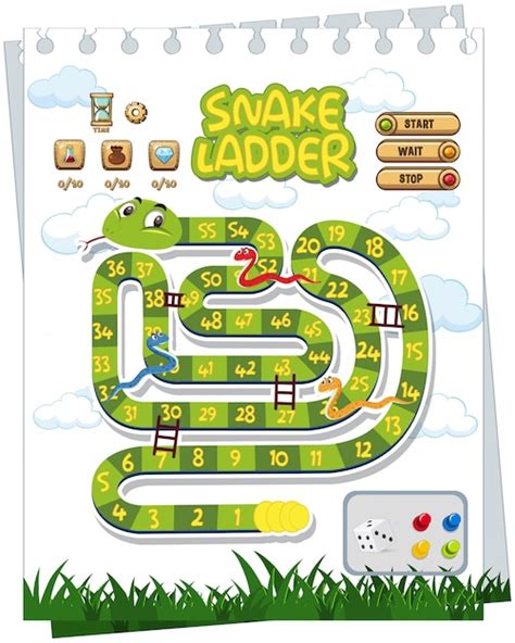 Una Plantilla De Juego De Mesa De Serpiente Vector Premium