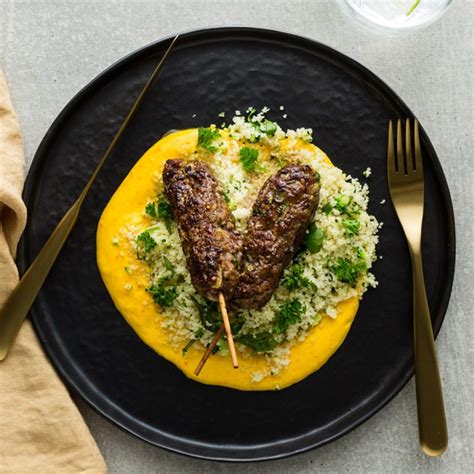 Try our easy to follow lamb kofta with pearl couscous salad recipe. Harissa Lamb Kofta with Garden Couscous and Saffron ...