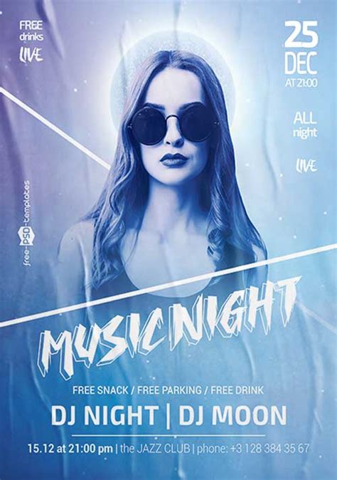 Free Music Night Party Psd Flyer Template Freebie Freepsdflyer