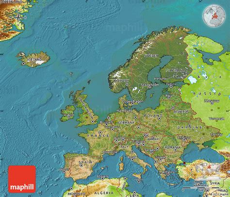 Satellite Map Of Europe Physical Outside Satellite Sea