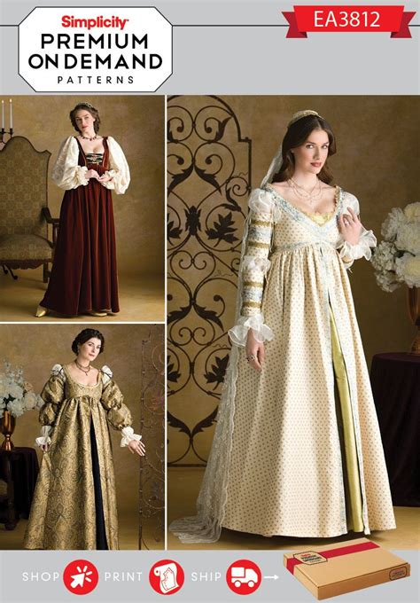 Simplicity Creative Group Premium Print On Demand Costume Pattern Medieval Dress Pattern