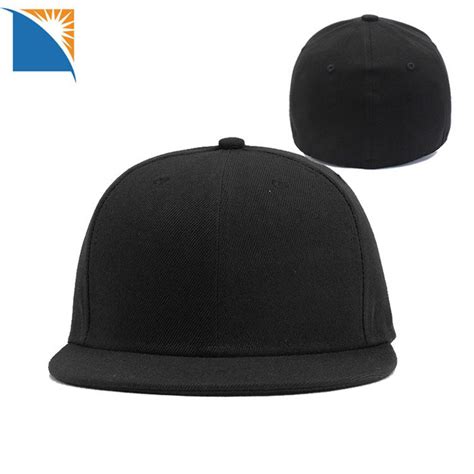 5 Sizes Fitted Black Flat Brim Elastic Closed Back Hat China Fitted