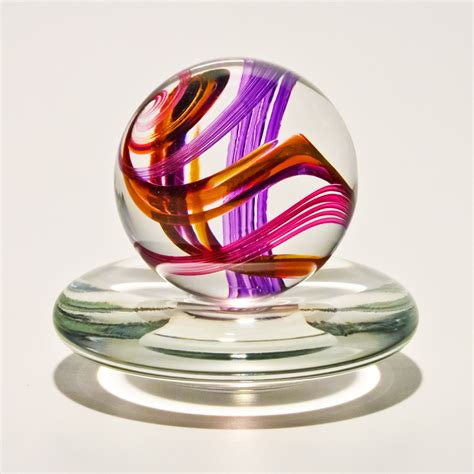 Oversized Marble With Dish By Michael Trimpol And Monique Lajeunesse Art Glass Marble Artful