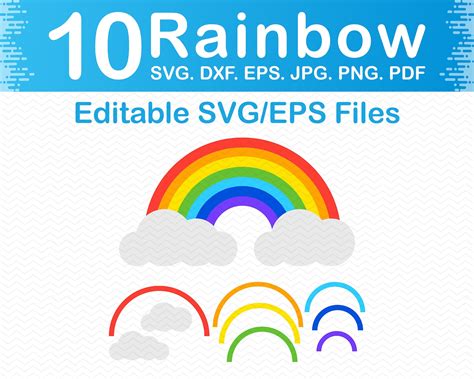 Rainbow Svg Files For Cricut Rainbow Png Files Rainbow Etsy
