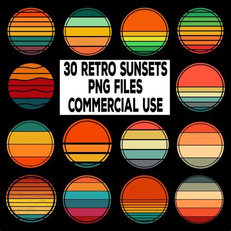 The Retro Sunsets Png Files Are Available For Use In Any Type Of Design