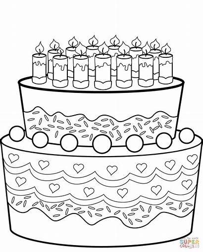 Coloring Cake Birthday Gateau Printable Coloriage Anniversaire