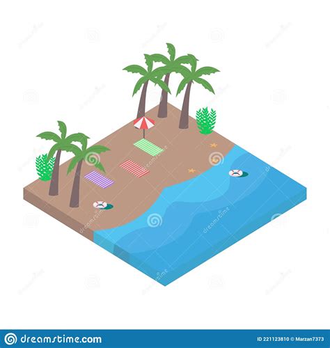 2 5d sandy beach vector design with the coconut tree concept sandy beach vector with 2 stock