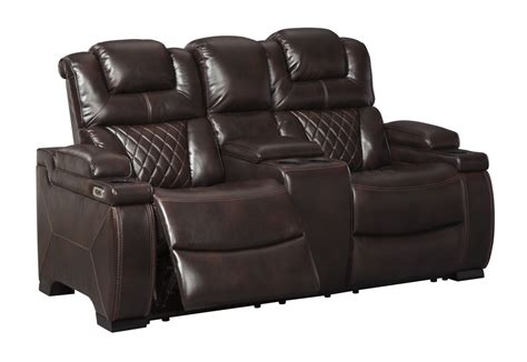Warnerton Chocolate Power Reclining Sofa Set Adjustable Headrest
