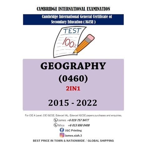 Cambridge Igcse Past Year Paper Geography 0460 Paper 124 2in1