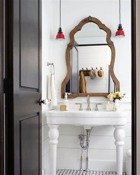 Farmhouse Bathroom Mirrors Over Vanity 15 Cottage