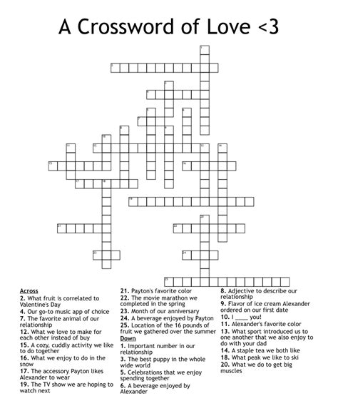 a crossword of love
