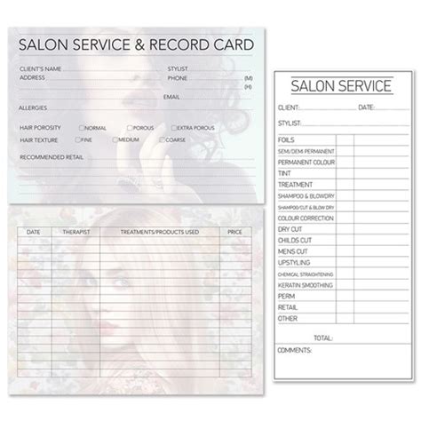 Printable Hair Salon Client Record Card Template Printable Templates