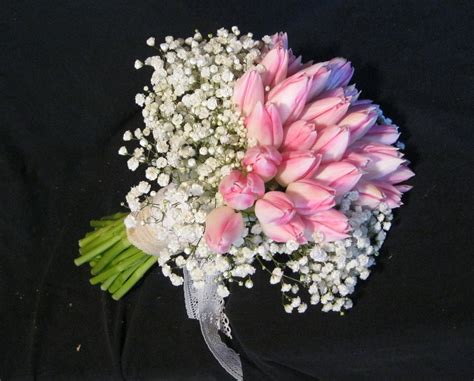 Use them in commercial designs under lifetime, perpetual & worldwide rights. Pink tulips with a collar of baby's breath | Pink wedding ...