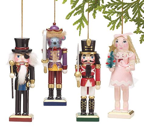 Wooden Nutcracker Ballet Hand Painted Christmas Ornaments Set Of 4