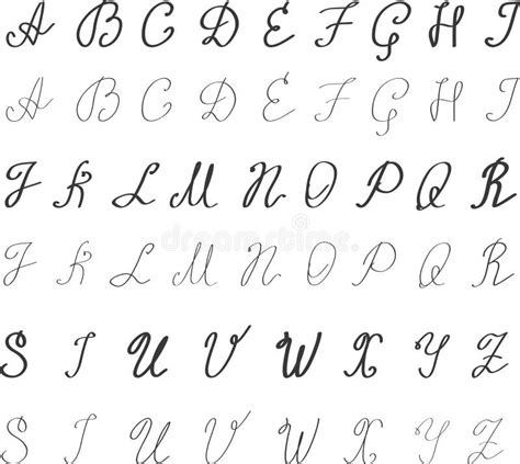 Alphabet In English Hand Drawn Typeface Letters Handwritten In Modern