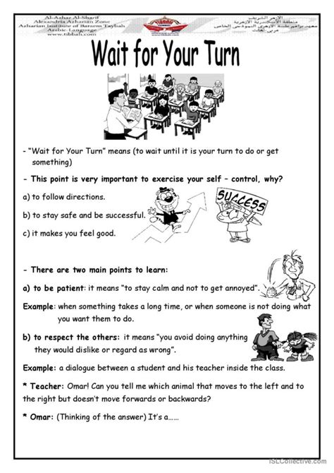 Wait For Your Turn English Esl Worksheets Pdf And Doc