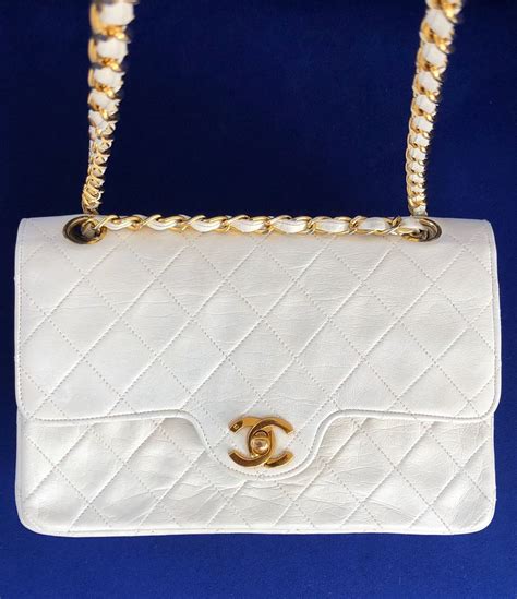 Chanel Vintage Timeless White Quilted Leather Hand Bag
