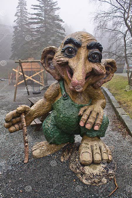 Bergen Norway March 8 2012 Huge Giant Troll Wooden Sculpture