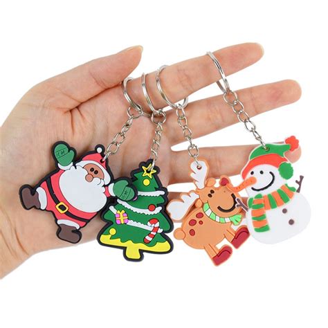 5pcs Christmas Keychain Santa Claus Snowman Xmas Tree Hanging Ornament