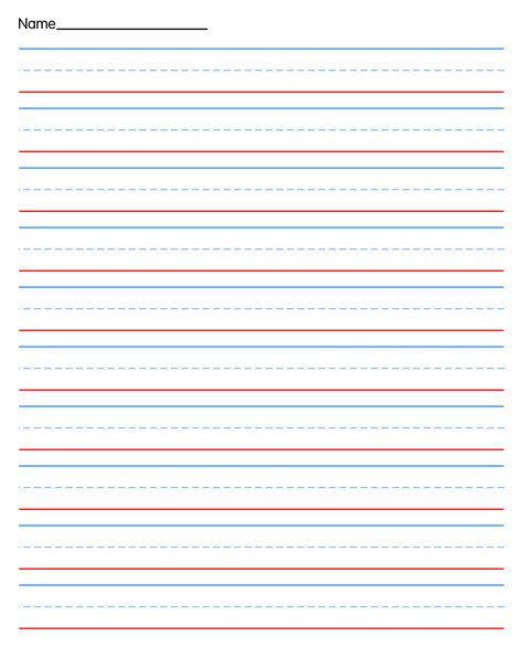 Kindergarten Red And Blue Lined Handwriting Paper Printable Discover