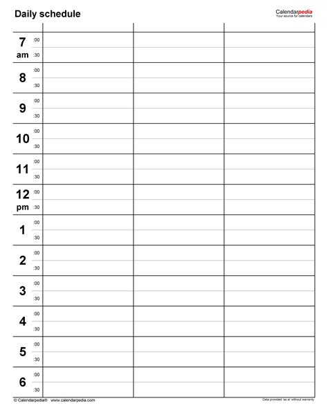 Downloadable Editable Daily Schedule Template