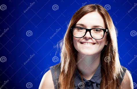 Young Woman With Lovely Smile And Nerd Glasses Stock Photo Image Of