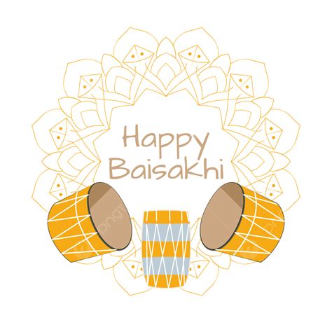 Happy Baisakhi With Drum And Mandala Happy Baisakhi Baisakhi Happy