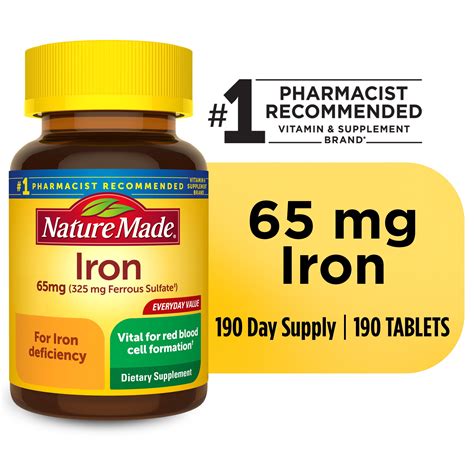 Nature Made Iron 65 mg (325 mg Ferrous Sulfate) Tablets, Dietary