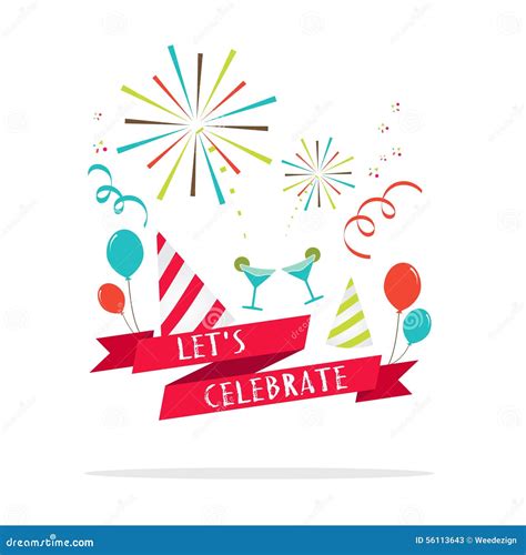 Vector Let S Celebrate Banner With Party Icon Stock Illustration