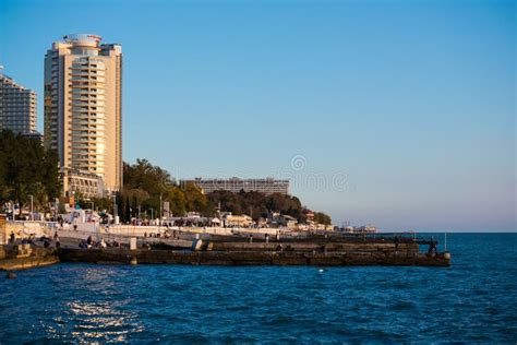 Embankment Of Famous Russian City Sochi On Black Sea Resort With