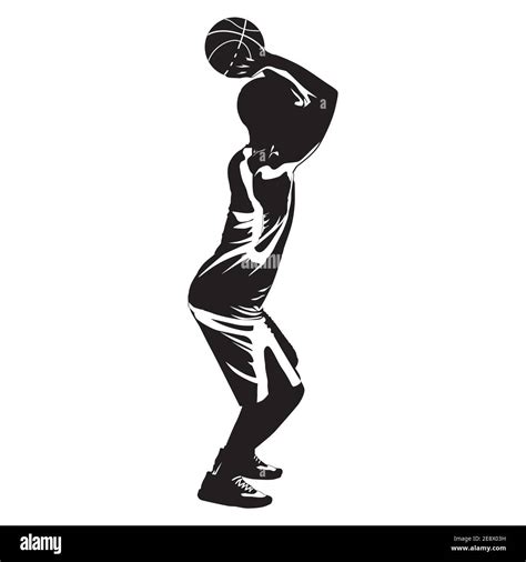 Professional Basketball Player Silhouette Shooting Ball Into The Hoop