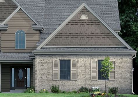 Stone On One Story With Cedar Shake Vinyl Siding Aluminum Siding