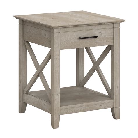 Bush Furniture Key West End Table With Storage In Washed Gray