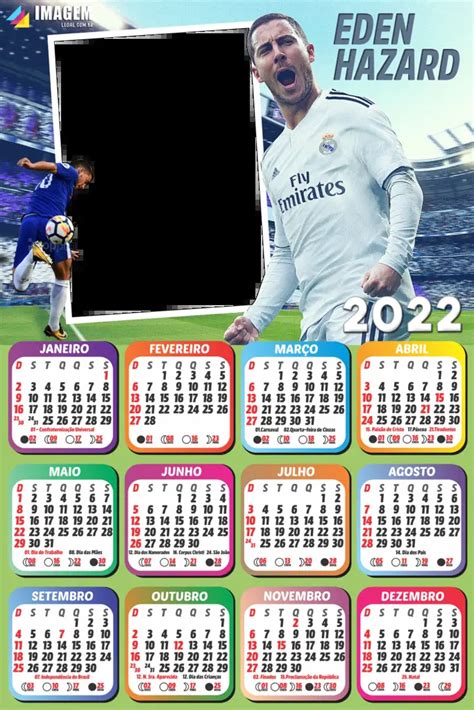Calendário 2022 Eden Hazard Real Madrid Moldura Png Imagem Legal