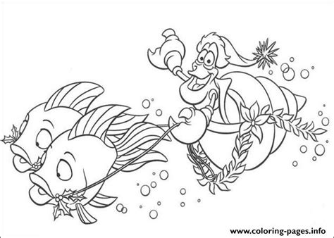 Coloring page of sebastian from the little mermaid #. Sebastian Riding Fishes Little Mermaid Disney 054b ...