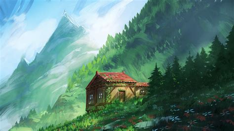 Cozy Little House In Mountains 4k Hd Artist 4k Wallpapers Images
