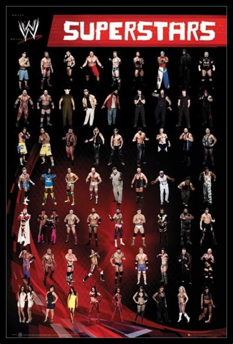 Wwe Superstars Laminated And Framed Poster By 24 X 36