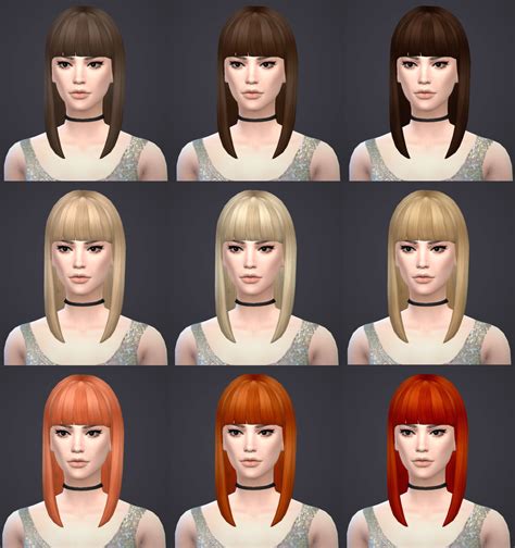 Sims 4 Hairs Salem2342 Mid Straight Bangs Hairstyle