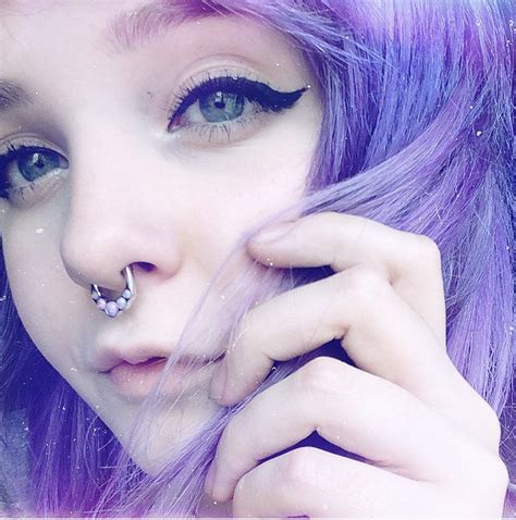 Milkwhore Instagram Purple Hair Septum Winged Liner Blue Eyes