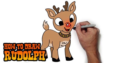 How To Draw Rudolph The Red Nosed Reindeer Easy Art Lesson Youtube